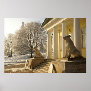 Moscow. Winter. lion sculpture. Poster