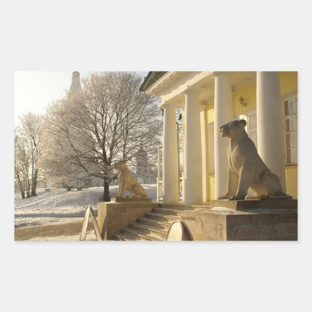 Moscow. Winter. lion sculpture. Rectangular Sticker (Front)