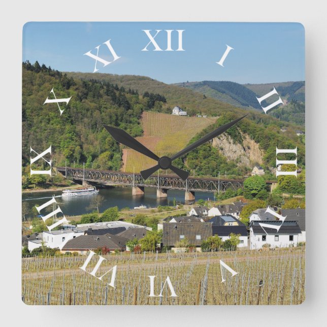 Moselbrücke bei Bullay Square Wall Clock (Front)