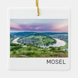 Moselle Loop Sunset Kroev Panorama Germany Ceramic Ornament