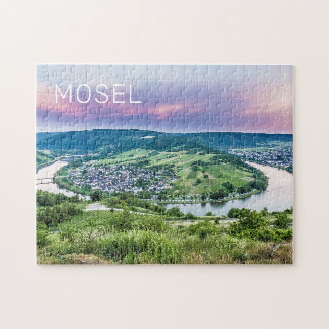Moselle Loop Sunset Kroev Panorama Germany Jigsaw Puzzle (Horizontal)