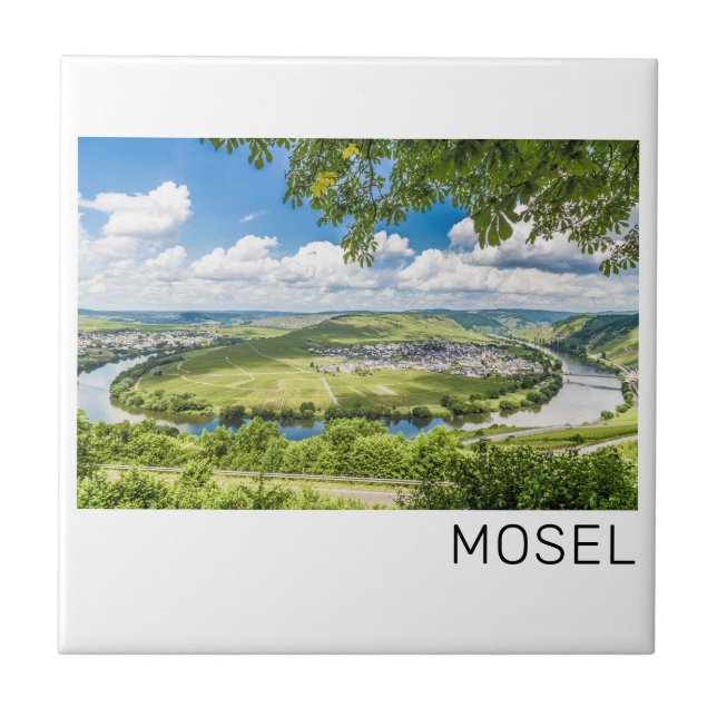 Moselle Loop Trittenheim Panorama Germany Souvenir Tile (Front)