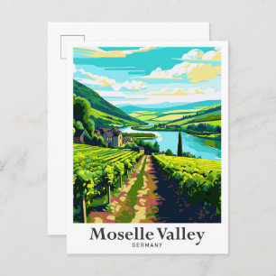 Moselle Valley Germany Vintage Travel Illustration Postcard