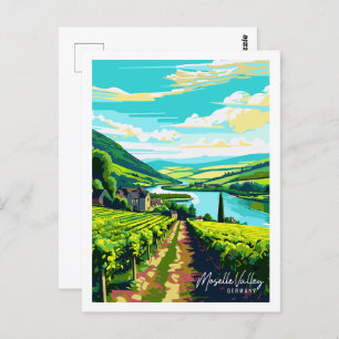 Moselle Valley Germany vintage travel illustration Postcard