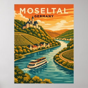 Moseltal Germany Vintage Travel Art  Poster