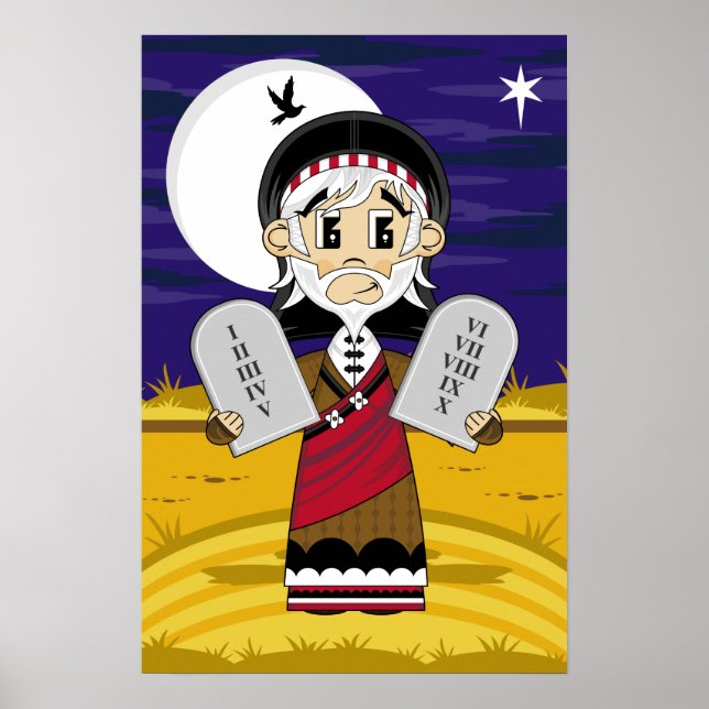 Moses & 10 Commandments Poster (Front)