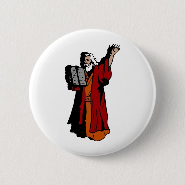 Moses and ten commandments 6 cm round badge (Front)