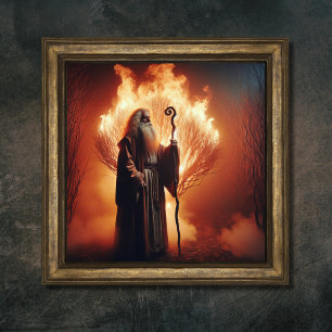 Moses and The Burning Bush Christian Bible Art Poster