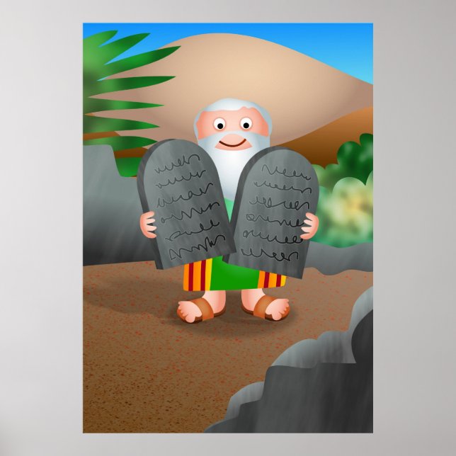 Moses and The Ten Commandments Bible Story Poster (Front)