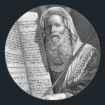 Moses and the Ten Commandments Classic Round Sticker<br><div class="desc">Moses and the Ten Commandments</div>