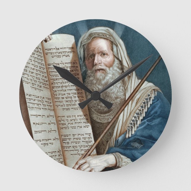 Moses and the Ten Commandments Round Clock (Front)