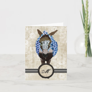 Moses Blue Rose Monogram Notecard