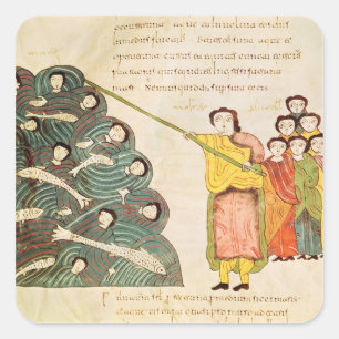 Moses closing the Red Sea on the Egyptians Square Sticker