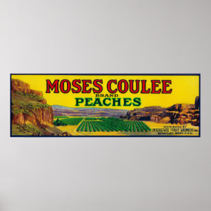 Moses Coulee Peach Label Poster