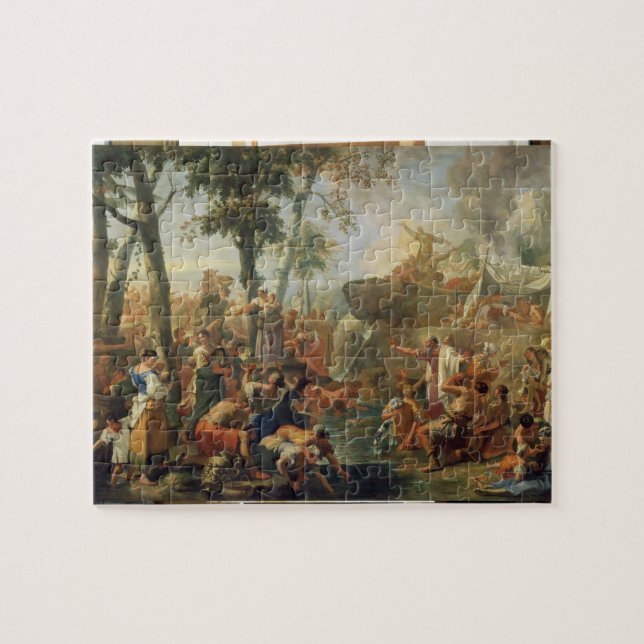 Moses Drawing Water from the Rock (oil on canvas) Jigsaw Puzzle (Horizontal)