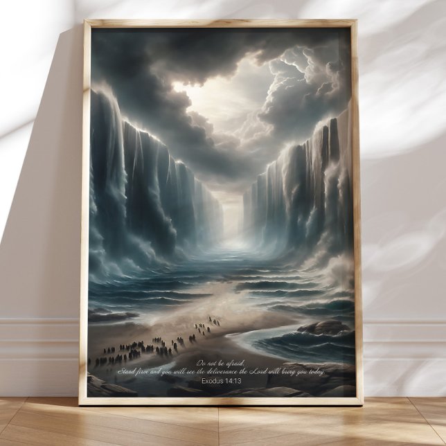 Moses Parting the Red Sea Bible Verse Art, Exodus  Poster (Creator Uploaded)