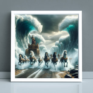 Moses Parting the Red Sea Bible Verse Art, Exodus Poster