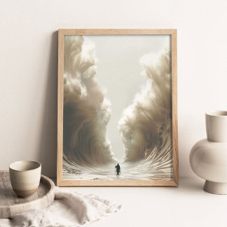 Moses Parting the Red Sea, Christian Painting, Jes Poster