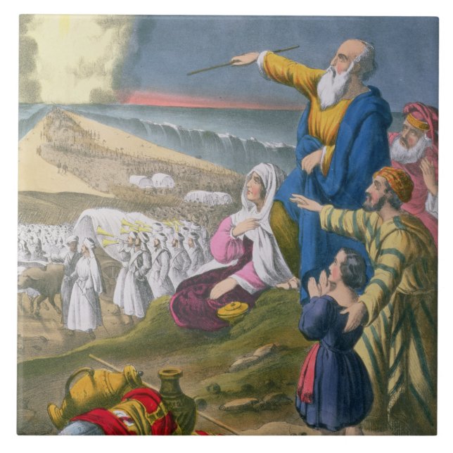 Moses Parting the Red Sea, from a bible printed by Tile (Front)