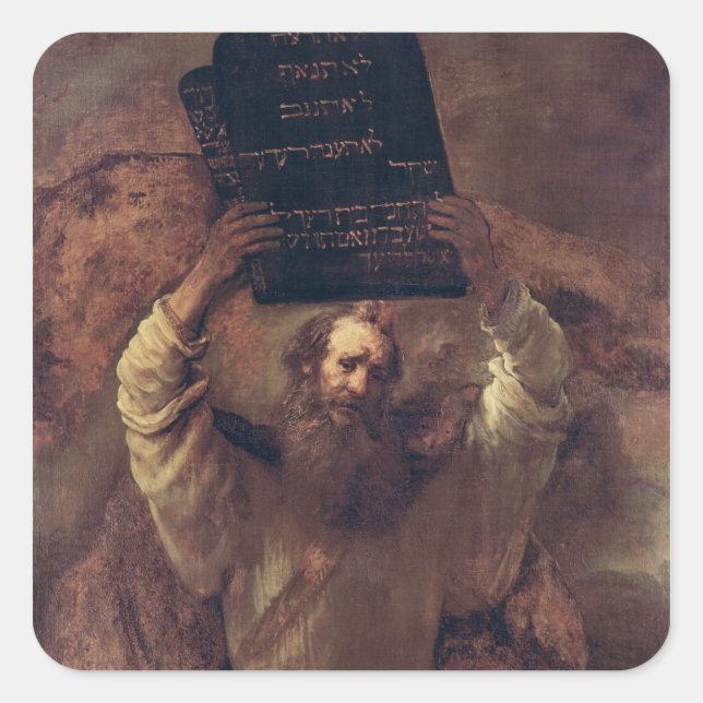 Moses Smashing the Tablets of the Law, 1659 Square Sticker (Front)