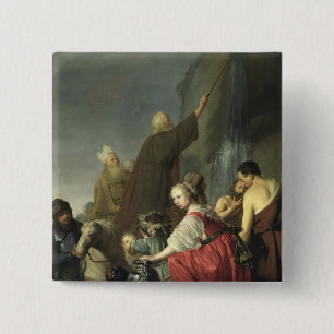 Moses Striking Water from the Rock 15 Cm Square Badge