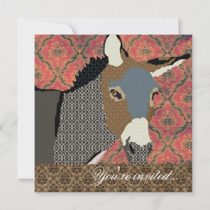 Moses Vintage Red Damask Invitation