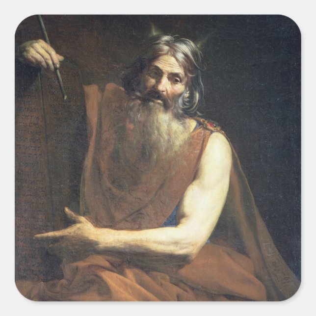 Moses with the Tablets of the Law, c.1627-32 Square Sticker (Front)