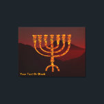Moshe's Menorah Canvas Print<br><div class="desc">A depiction of the seven-branched menorah (candelabra) made by the Israelites after the Exodus from Egypt. Customizie by adding your own text. In the Torah Moshe Rabbenu is told, "You shall make a Menorah of pure gold, beaten out, shall the Menorah be made, its base, its branch, its goblets, its...</div>