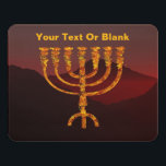 Moshe's Menorah Door Sign<br><div class="desc">A depiction of the seven-branched menorah (candelabra) made by the Israelites after the Exodus from Egypt. Customizie by adding your own text. In the Torah Moshe Rabbenu is told, "You shall make a Menorah of pure gold, beaten out, shall the Menorah be made, its base, its branch, its goblets, its...</div>