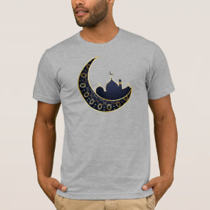 Mosque Crescent Moon Ramadan, blue, gold T-Shirt