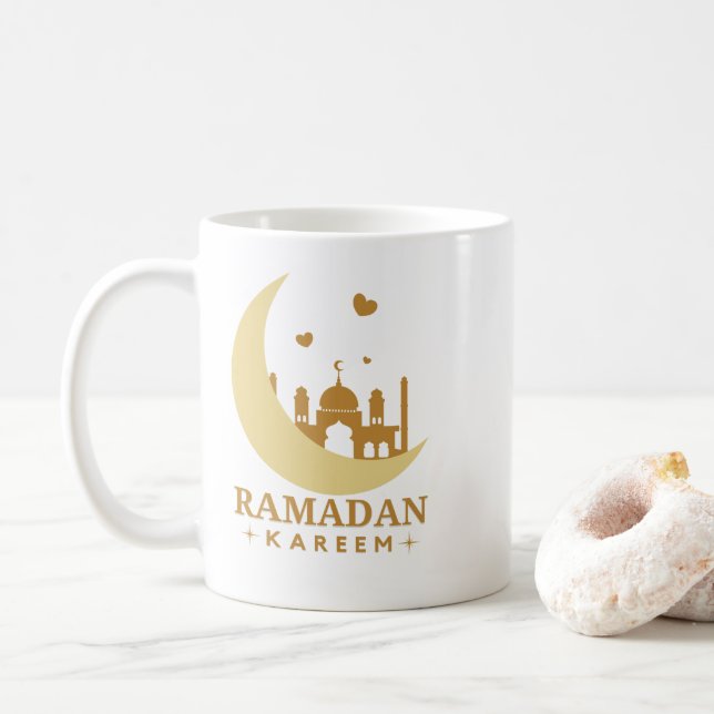 Mosque Crescent Moon Ramadan Kareem -2023- Coffee Mug (With Donut)