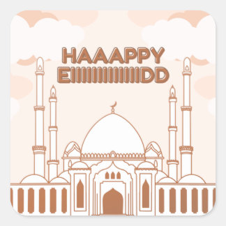 mosque english happy eid -Eid Al Fitr- Square Sticker