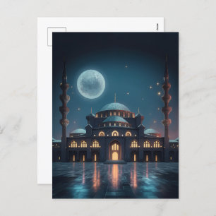 Mosque gloomy moonlights  holiday postcard