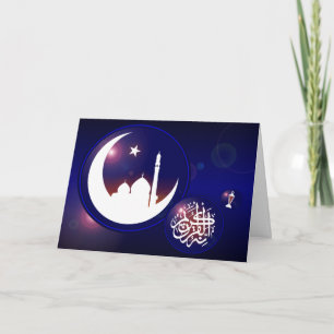Mosque in Crescent Moon Card