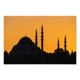 Mosque in Istanbul in Turkey with sunset Photo Print