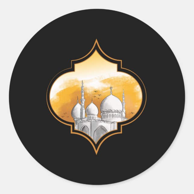 Mosque Islam Muslim Allah Ramadan Hajj Mecca Gift Classic Round Sticker (Front)