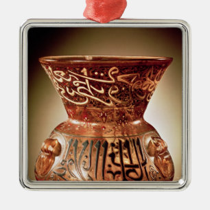 Mosque lamp with enamelled decoration inscribed