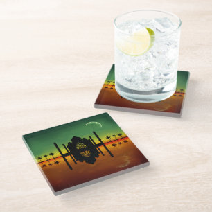 Mosque Night Reflection - Glass Coaster