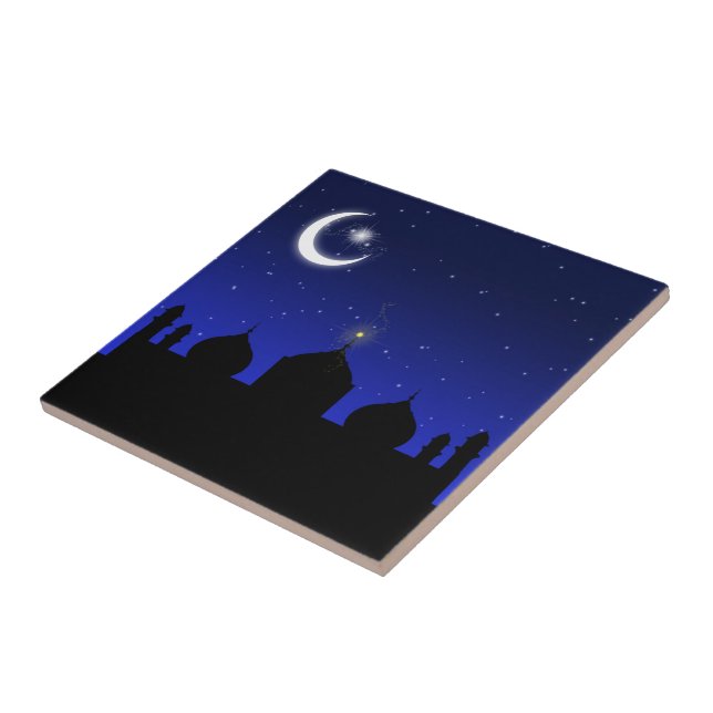 Mosque Silhouette at Night - Tile (Side)