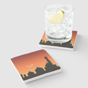Mosque Silhouette Evening Sky - Stone Coaster