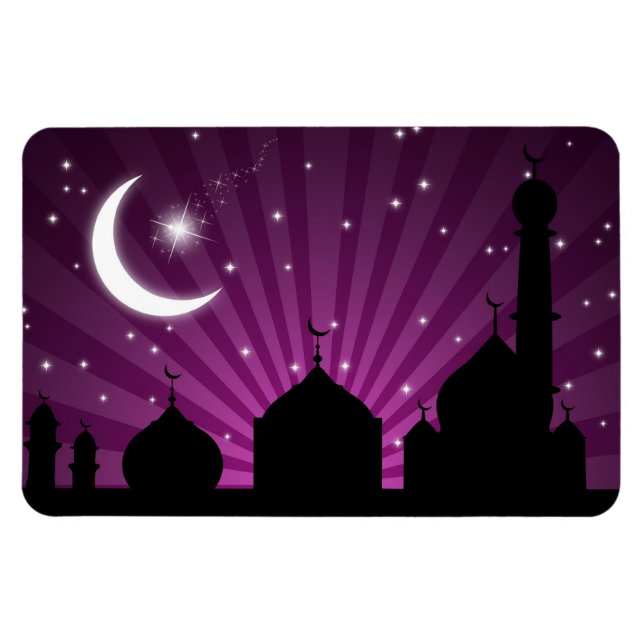 Mosque Silhouette Purple Night - Flexible Magnet (Horizontal)