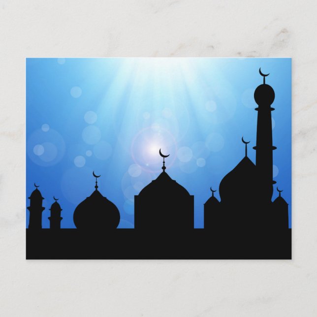 Mosque Silhouette with Sunburst - Postcard (Front)