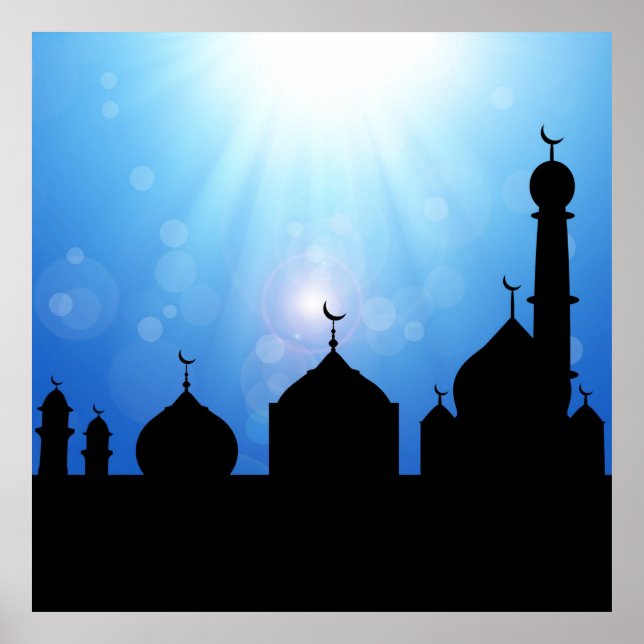 Mosque Silhouette with Sunburst - Poster (Front)