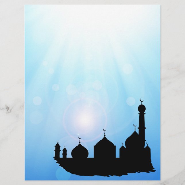 Mosque Silhouette with Sunrays - Letterhead (Front)
