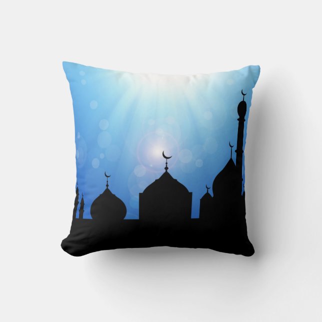 Mosque Silhouette with Sunrays - Pillow (Front)