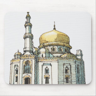 Mosque with gold onion dome and minaret mouse pad