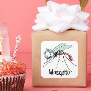 Mosquito cartoon mosquito square sticker