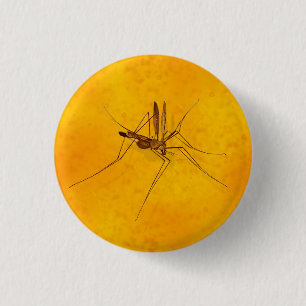 Mosquito in Amber Sap Fossil Replica Prehistoric 3 Cm Round Badge