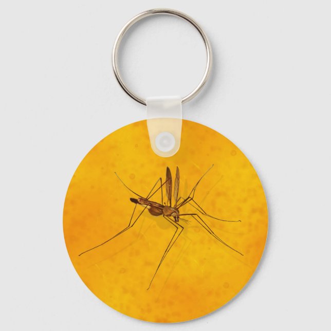 Mosquito in Amber Sap Fossil Replica Prehistoric Key Ring (Front)