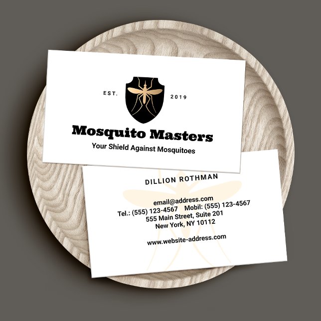 Mosquito Pest Control Shield Logo Business Card (Creator Uploaded)